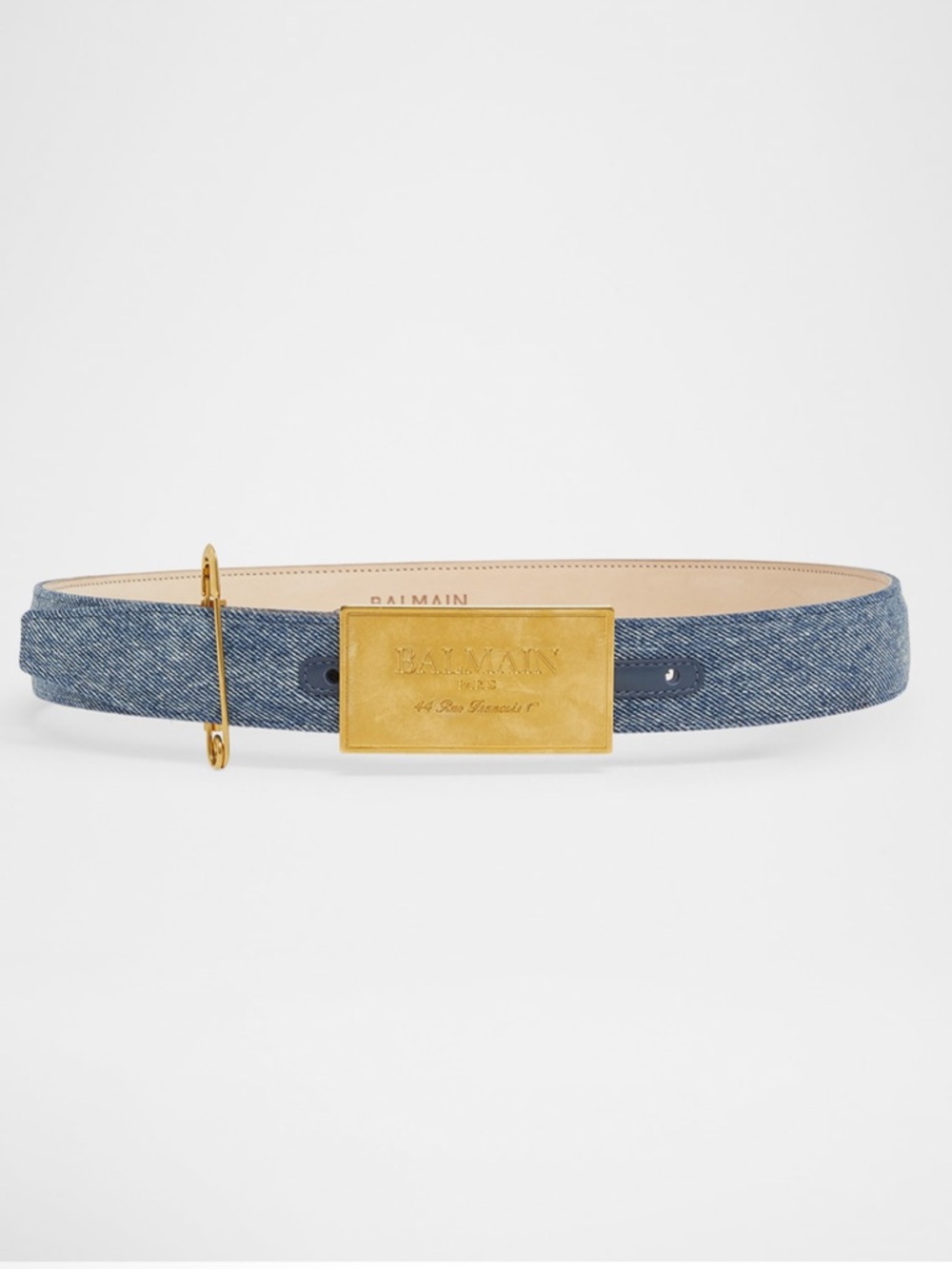 Balmain
Calfskin Leather Denim Belt W/ Safety Pin